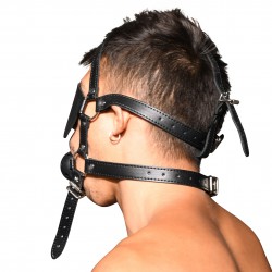  TROPHY BOY Head Harness Blindfold & Gag Andrew Christian - ANDREW CHRISTIAN 8802-BLK 