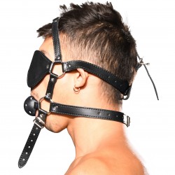  TROPHY BOY Head Harness Blindfold & Gag Andrew Christian - ANDREW CHRISTIAN 8802-BLK 