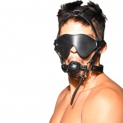  TROPHY BOY Head Harness Blindfold & Gag Andrew Christian - ANDREW CHRISTIAN 8802-BLK 