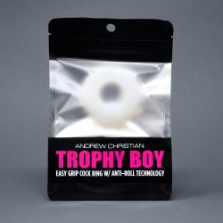  TROPHY BOY Easy Grip Cock Ring w/ Anti-Roll Andrew Christian - white - ANDREW CHRISTIAN 8530-WHT 