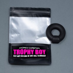  TROPHY BOY Easy Grip Cock Ring w/ Anti-Roll Andrew Christian - black - ANDREW CHRISTIAN 8530-BLK 