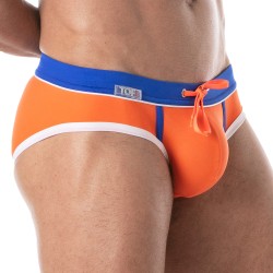 Slip de bain de la marque TOF PARIS - Slip de bain taille basse Holidays Tof Paris - orange - Ref : TOF248O