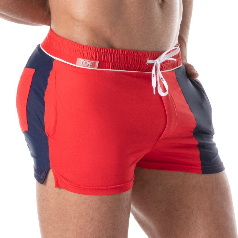 Short de bain de la marque TOF PARIS - Short de bain Holidays Tof Paris - rouge - Ref : TOF251R