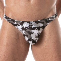 Slip de bain de la marque TOF PARIS - String de bain Iconic - camo gris - Ref : TOF253G