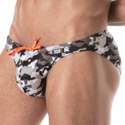 Bath Brief of the brand TOF PARIS - Iconic swim bikini - grey camouflage - Ref : TOF205G