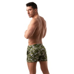 Short de bain de la marque TOF PARIS - Bermuda de bain Iconic Tof Paris - Camouflage Kaki - Ref : TOF209K