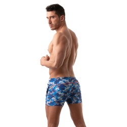 Short de bain de la marque TOF PARIS - Bermuda de bain Iconic - Camouflage Bleu - Ref : TOF209BU