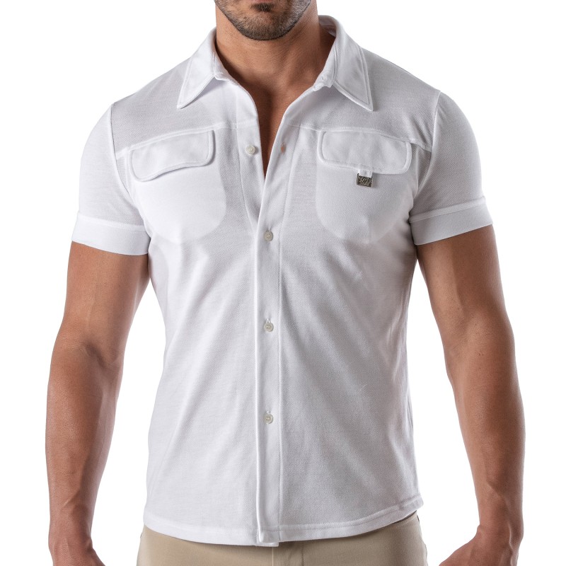 Camicia del marchio TOF PARIS - Camicia a maniche corte Patriot Tof Paris - Bianco - Ref : TOF219B