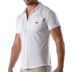 Camicia del marchio TOF PARIS - Camicia a maniche corte Patriot Tof Paris - Bianco - Ref : TOF219B