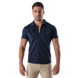 Camicia del marchio TOF PARIS - Camicia a maniche corte Patriot Tof Paris - Blu Navy - Ref : TOF219BU