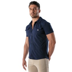 Camicia del marchio TOF PARIS - Camicia a maniche corte Patriot Tof Paris - Blu Navy - Ref : TOF219BU