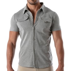 Camicia del marchio TOF PARIS - Camicia a maniche corte Patriot Tof Paris - Grigio - Ref : TOF219G