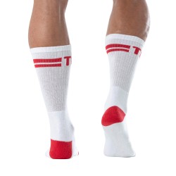 Calcetines de la marca TOF PARIS - Calcetines Sport Tof Paris - Blanco/rojo - Ref : TOF232BR