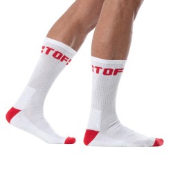 Calcetines de la marca TOF PARIS - Calcetines Sport Tof Paris - Blanco/rojo - Ref : TOF232BR