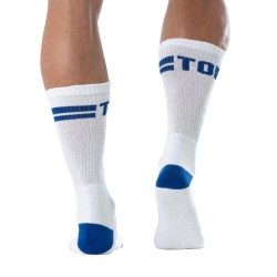 Calcetines de la marca TOF PARIS - Calcetines Sport Tof Paris - Blanco/azul real - Ref : TOF232BBUR