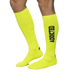 Chaussettes & socquettes de la marque ADDICTED - Chaussettes longues néon - jaune - Ref : AD1155 C31