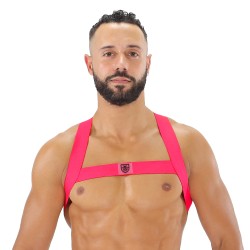 Geschirr der Marke TOF PARIS - Fetish Elastic Harness TOf paris - Neon Rose - Ref : H0017PF