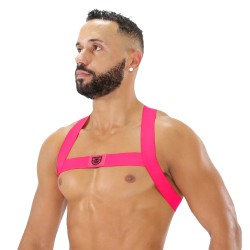 Harness of the brand TOF PARIS - Fetish Elastic Harness TOf paris - Neon Pink - Ref : H0017PF