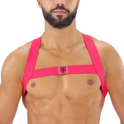 Geschirr der Marke TOF PARIS - Fetish Elastic Harness TOf paris - Neon Rose - Ref : H0017PF