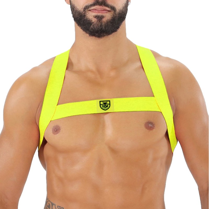 Aprovechar de la marca TOF PARIS - Arnés elástico Fetish TOf paris - Amarillo Fluo - Ref : H0017JF