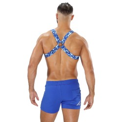 Geschirr der Marke TOF PARIS - Fetish Elastic Harness TOf paris - Camouflage Blau - Ref : H0017CBU