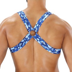 Geschirr der Marke TOF PARIS - Fetish Elastic Harness TOf paris - Camouflage Blau - Ref : H0017CBU