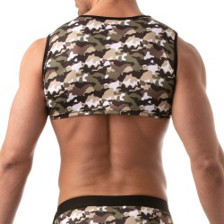 Débardeur de la marque TOF PARIS - Crop top sans manche Iconic Tof Paris - Camouflage kaki - Ref : TOF213K