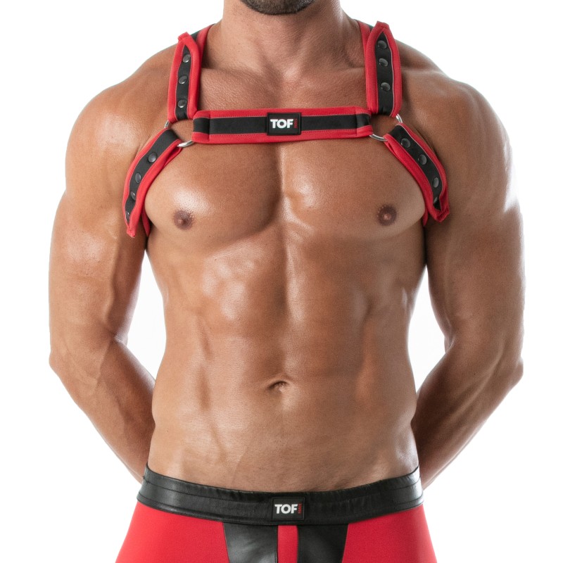 Harness of the brand TOF PARIS - Bulldog Neoprene Harness Tof Paris - Red - Ref : TOF256R