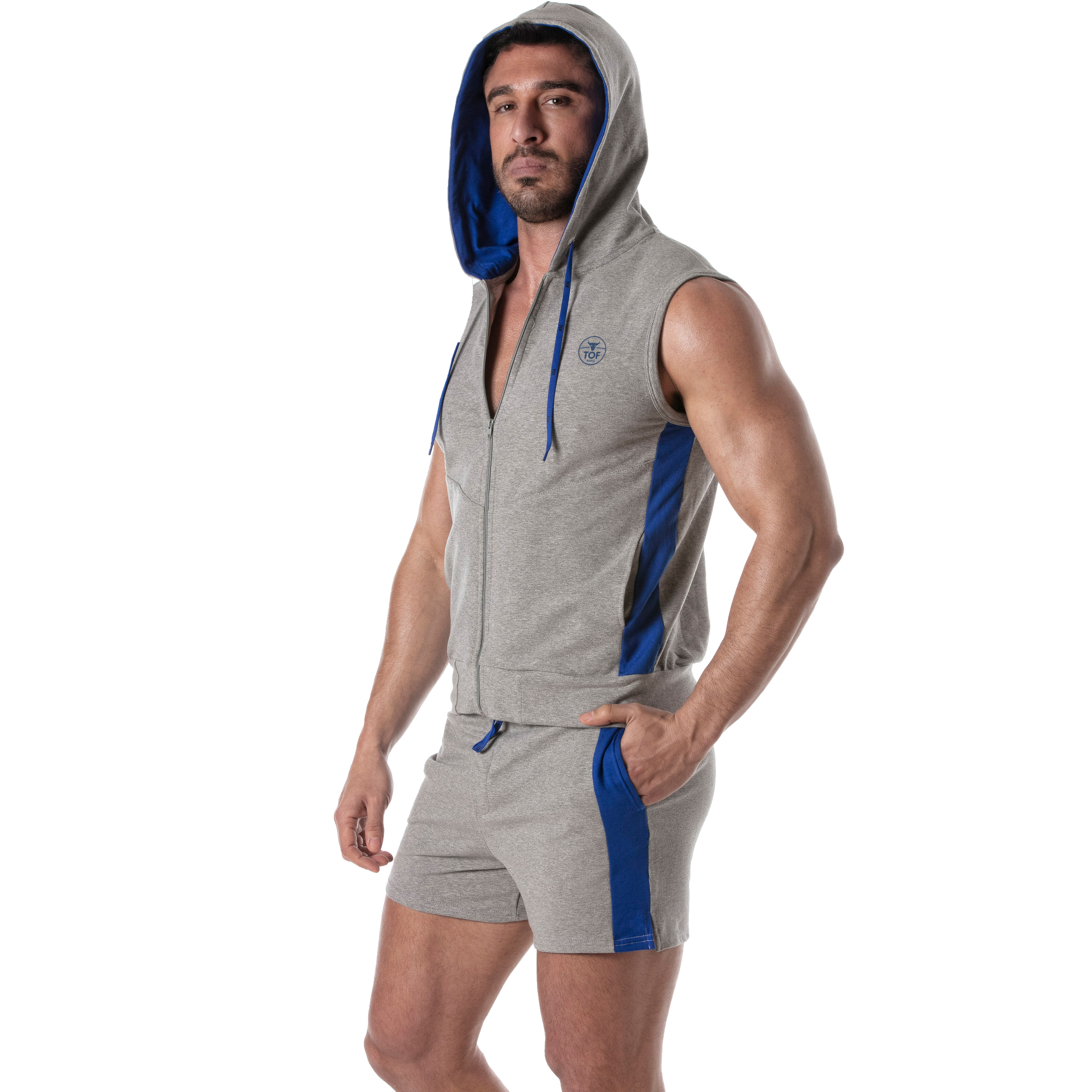 Sweat à capuche zippé sans manches homme