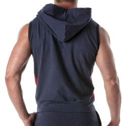 Veste de la marque TOF PARIS - Sweat à capuche zippé sans manches Tof Paris - Bleu Marine - Ref : TOF273BM
