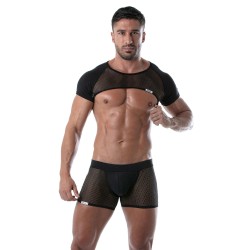 Shorts Boxer, Shorty de la marca TOF PARIS - Bóxer efecto jockstrap en rejilla Circuit Tof Paris - Negro - Ref : TOF239N