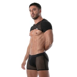 Boxer, shorty de la marque TOF PARIS - Boxer effet jockstrap en résille Circuit Tof Paris - Noir - Ref : TOF239N