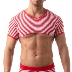 Mangas cortas de la marca TOF PARIS - Crop Top Sailor Tof Paris - Rojo - Ref : TOF227R