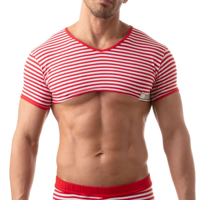 Mangas cortas de la marca TOF PARIS - Crop Top Sailor Tof Paris - Rojo - Ref : TOF227R