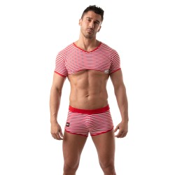 Mangas cortas de la marca TOF PARIS - Crop Top Sailor Tof Paris - Rojo - Ref : TOF227R