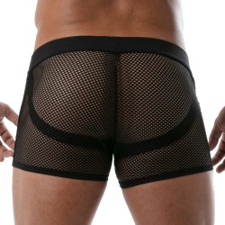 Boxer, shorty de la marque TOF PARIS - Boxer effet jockstrap en résille Circuit Tof Paris - Noir - Ref : TOF239N