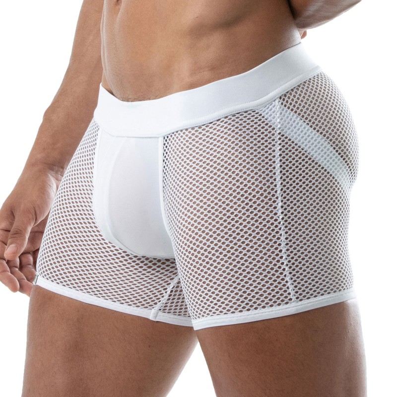 Boxer shorts, Shorty of the brand TOF PARIS - Boxer effect jockstrap in fishnet Circuit Tof Paris - White - Ref : TOF239B