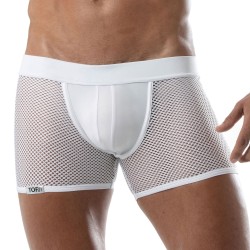 Pantaloncini boxer, Shorty del marchio TOF PARIS - Boxer effetto jockstrap in rete Circuit Tof Paris - Bianco - Ref : TOF239B