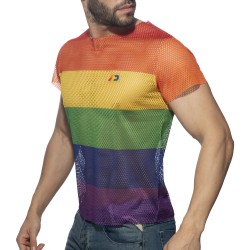 Kurze Ärmel der Marke ADDICTED - Regenbogen-Mesh-T-Shirt - Ref : AD1167 C01