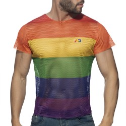 Kurze Ärmel der Marke ADDICTED - Regenbogen-Mesh-T-Shirt - Ref : AD1167 C01