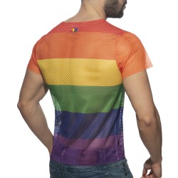 Kurze Ärmel der Marke ADDICTED - Regenbogen-Mesh-T-Shirt - Ref : AD1167 C01