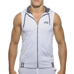 Giacca del marchio ADDICTED - Sleeveless loop-mesh hoody - bianco - Ref : AD355 C01