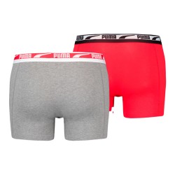 Shorts Boxer, Shorty de la marca PUMA - Lote de 2 boxers Multi logotipo PUMA - gris y rojo - Ref : 701219366 004