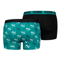 Pantaloncini boxer, Shorty del marchio PUMA - Set di 2 boxer con stampa integrale e logo felino PUMA - nero e verde - Ref : 7012