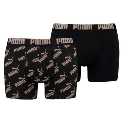 Boxer, shorty de la marque PUMA - Lot de 2 boxers All-Over-Print Logo - noir - Ref : 100001512 009