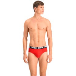 Slip, Tanga de la marque PUMA - Lot de 2 slips basiques PUMA - noir et rouge - Ref : 521030001 005