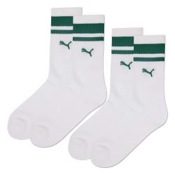 Calcetines de la marca PUMA - Juego de 2 pares de calcetines bajos con rayas verdes tradicionales PUMA - blanco - Ref : 10000095