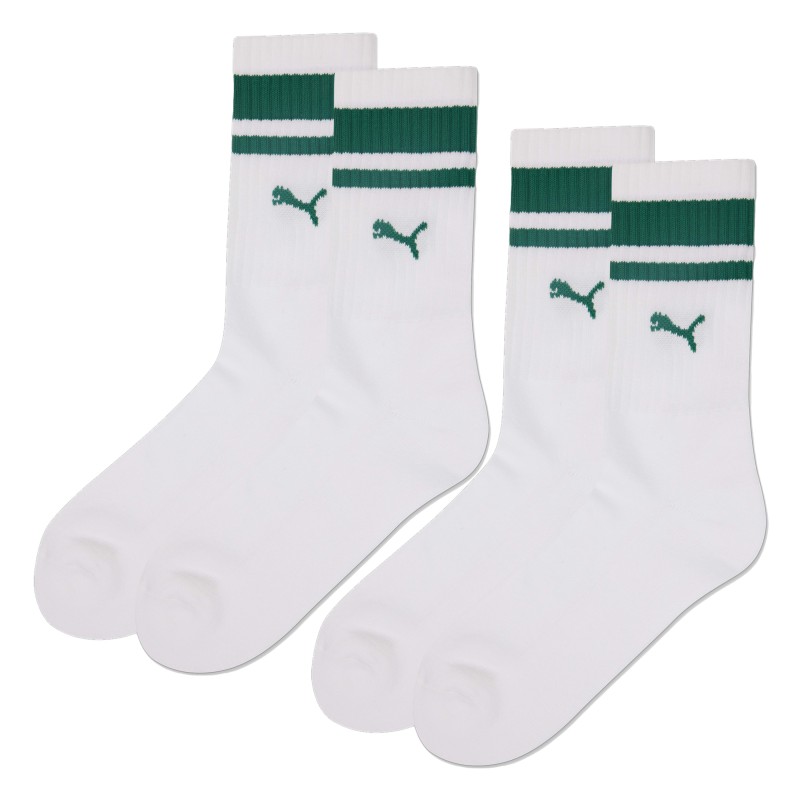 Chaussettes & socquettes de la marque PUMA - Lot de 2 paires de chaussettes basses avec rayure verte traditionnelle PUMA - blanc Chaussettes & socquettes de la marque PUMA - Lot de 2 paires de chaussettes basses avec rayure verte traditionnelle PUMA - blanc