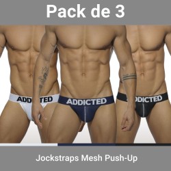 Cinturino Jock del marchio ADDICTED - Un sacco di 3 jockstraps Spingere verso l alto - Ref : AD479P C3COL 