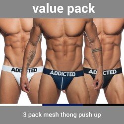 Thong of the brand ADDICTED - Lot de 3 strings mesh push-up - Ref : AD732 3COL